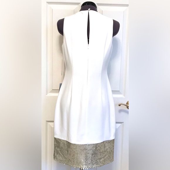 NWT Harper Rose Sequin Hem Embellished Sheath Dress White - Picture 9 of 16